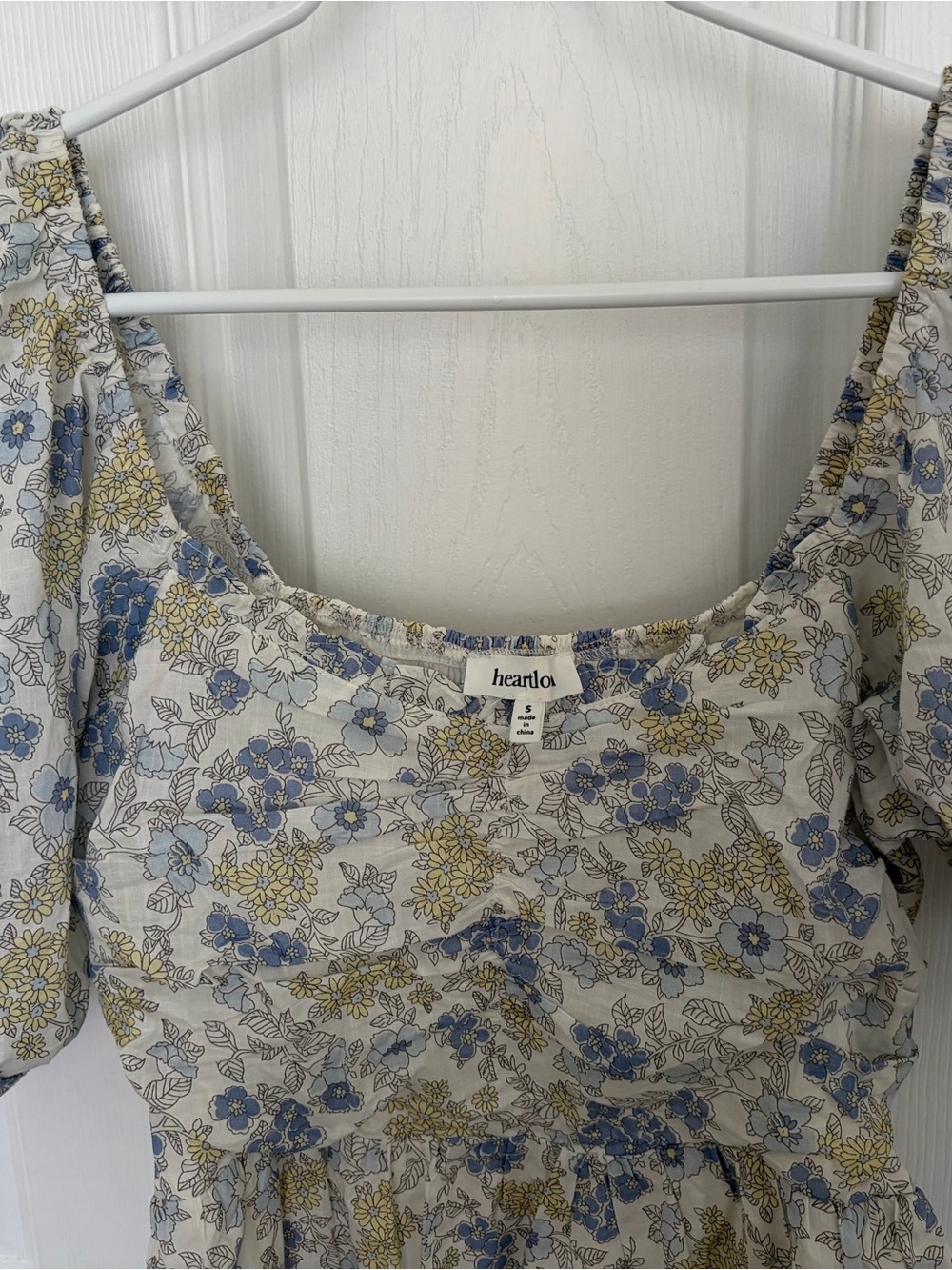 Heartloom Blue & Olive Floral Puff-Sleeve Mini Dress - Picture 2 of 4